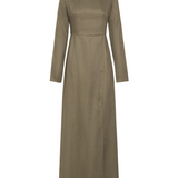 SAVANNAH MOCK WRAP LINEN DRESS - JADE GREEN
